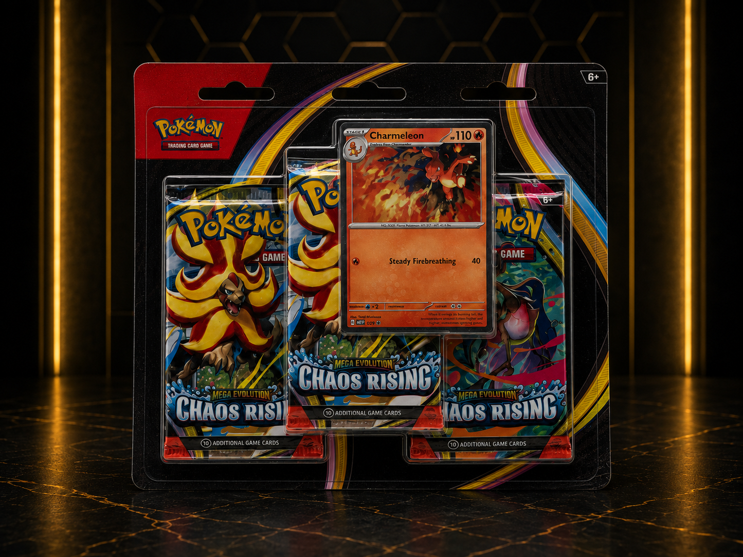 Pokémon Mega Evolution: Chaos Rising 3-Pack Blister – Charmeleon Promo